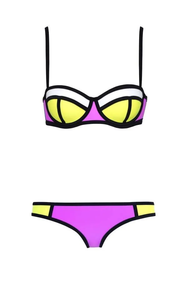 Bikini Neopreno block color lila y amarillo online