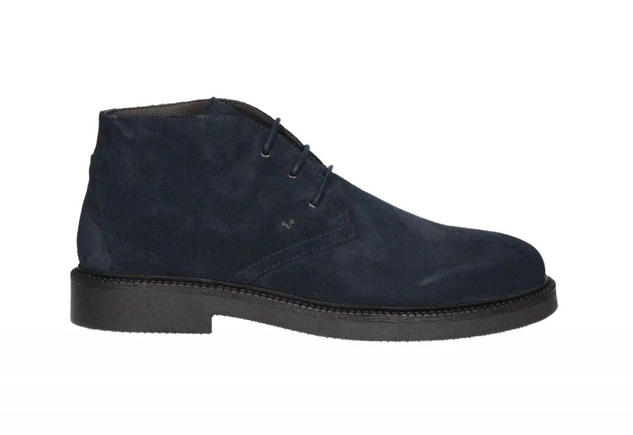 Bota Cordon Nobuck Azul Piso Goma