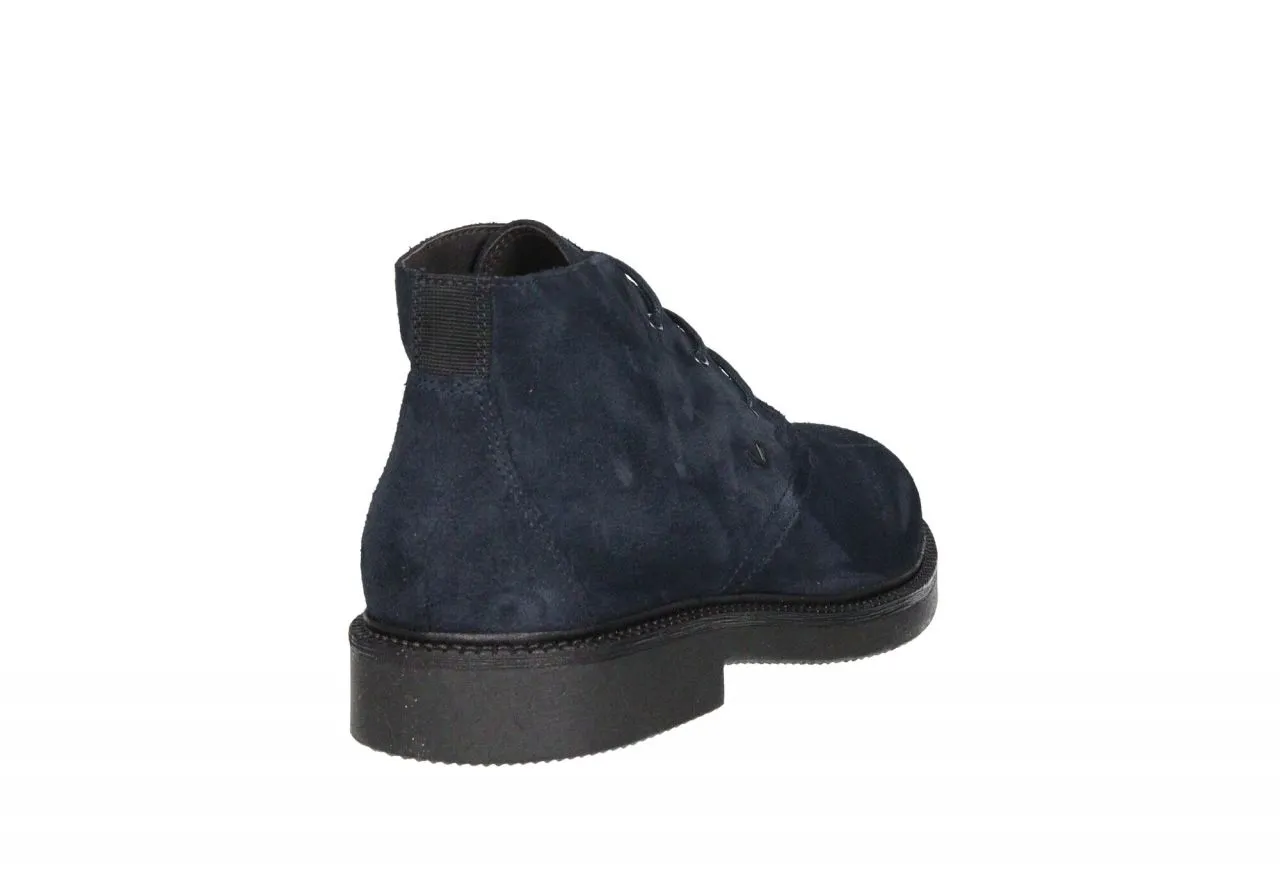 Bota Cordon Nobuck Azul Piso Goma