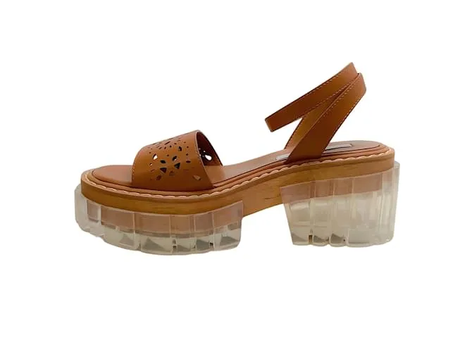 Stella Mc Cartney Sandalias con plataforma Emilie con abertura en coñac de Stella McCartney Castaño 