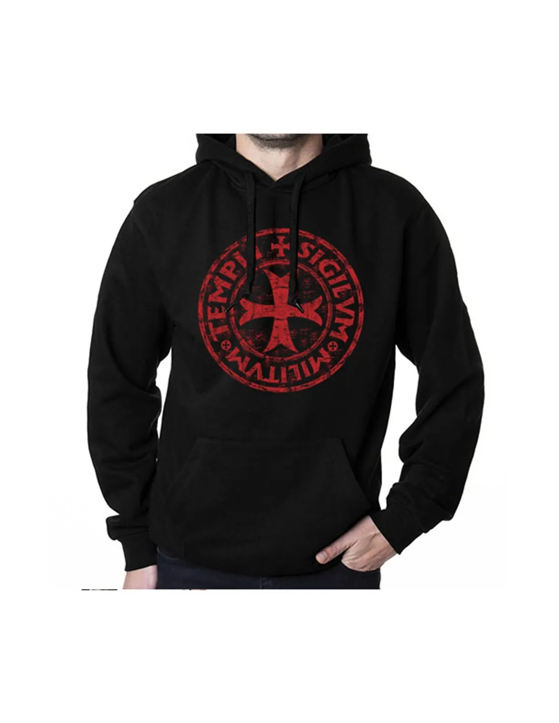 Sudadera negra leyenda de los Caballeros Templarios con Capucha